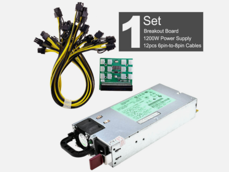 New 1200W Power Supply + Breakout Board + 12pcs 6pin-to-8pin Cables DPS-1200FB A Online Sale