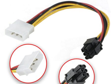 New Molex 4 Pin to 6 Pin PCI-Express PCIE Video Card Power Adapter Cable Fashion