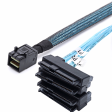 New Mini SAS HDD cable SFF-8643 to 4 SFF-8482 Connector with Power Port 0.5M Online